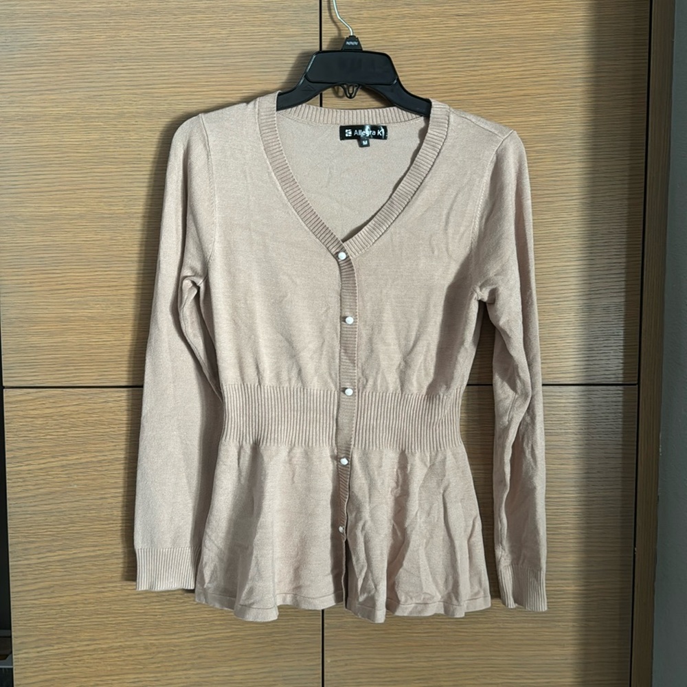 Allegra K tan cardigan